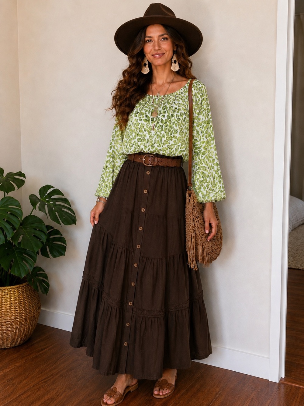 The Limited Green Leaf-Print Boatneck Tunic